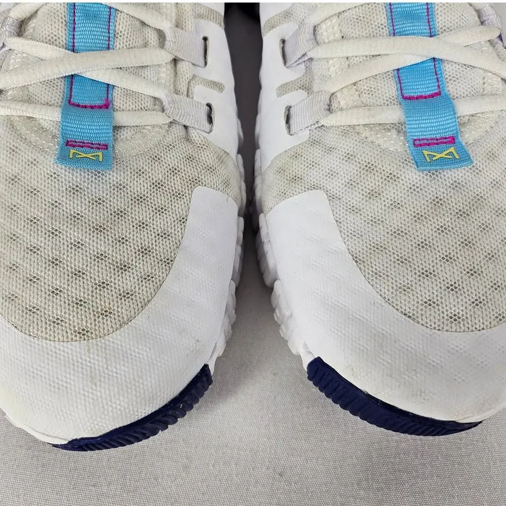 NIKE FREE METCON 5 WHITE AQUARIUS BLUE WORKOUT SHOES - WOMEN'S SIZE 11.5